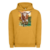 Pigment Peanut Butter longhorn cow with desert background Urban Hoodie - RanaPortraitStore