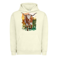 Pigment Pistachio longhorn cow with desert background Urban Hoodie - RanaPortraitStore