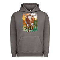 Pigment Tornado longhorn cow with desert background Urban Hoodie - RanaPortraitStore