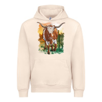 Sandshell longhorn cow with desert background Urban Hoodie - RanaPortraitStore