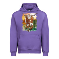 Tulip longhorn cow with desert background Urban Hoodie - RanaPortraitStore
