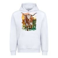 White longhorn cow with desert background Urban Hoodie - RanaPortraitStore
