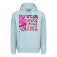 Blue Mist I Wear Pink For My Mama with Butterfly Premium Hoodie - texasbilliewilder