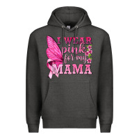 Charcoal Heather I Wear Pink For My Mama with Butterfly Premium Hoodie - texasbilliewilder