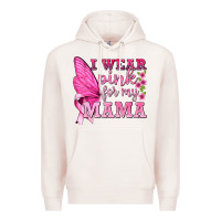 Pale Pink I Wear Pink For My Mama with Butterfly Premium Hoodie - texasbilliewilder