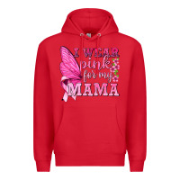 Red I Wear Pink For My Mama with Butterfly Premium Hoodie - texasbilliewilder