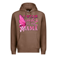 Chestnut I Wear Pink For My Mama with Butterfly Premium Hoodie - texasbilliewilder