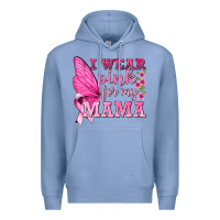 Colony Blue I Wear Pink For My Mama with Butterfly Premium Hoodie - texasbilliewilder