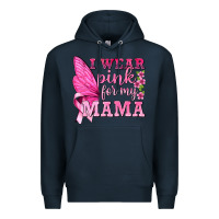 Navy I Wear Pink For My Mama with Butterfly Premium Hoodie - texasbilliewilder
