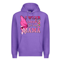 Purple I Wear Pink For My Mama with Butterfly Premium Hoodie - texasbilliewilder