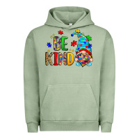 Pigment Oil Green be kind autism gnome Urban Hoodie - Zillion Design Studio