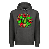 Charcoal Heather watermelon sunflower Premium Hoodie - Zillion Design Studio