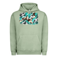 Pigment Oil Green Cowhide Background Western Urban Hoodie - texasbilliewilder