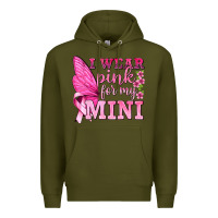 Army Green I Wear Pink For My Mini with Butterfly Premium Hoodie - texasbilliewilder