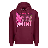 Burgundy I Wear Pink For My Mini with Butterfly Premium Hoodie - texasbilliewilder