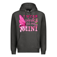Charcoal Heather I Wear Pink For My Mini with Butterfly Premium Hoodie - texasbilliewilder