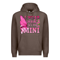 Coffee I Wear Pink For My Mini with Butterfly Premium Hoodie - texasbilliewilder