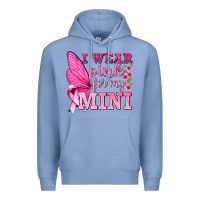 Colony Blue I Wear Pink For My Mini with Butterfly Premium Hoodie - texasbilliewilder