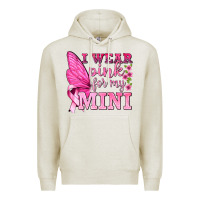 Oatmeal Heather I Wear Pink For My Mini with Butterfly Premium Hoodie - texasbilliewilder