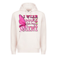 Pale Pink I Wear Pink For My Mini with Butterfly Premium Hoodie - texasbilliewilder