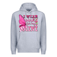Heather Grey I Wear Pink For My Mini with Butterfly Premium Hoodie - texasbilliewilder