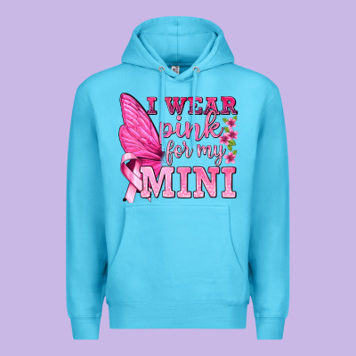 I Wear Pink For My Mini With Butterfly Premium Hoodie Designed By Texasbilliewilder