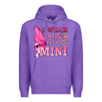 Purple I Wear Pink For My Mini with Butterfly Premium Hoodie - texasbilliewilder
