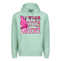 Seafoam I Wear Pink For My Mini with Butterfly Premium Hoodie - texasbilliewilder