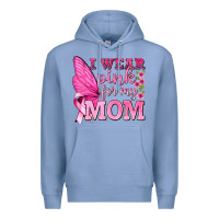 Colony Blue I Wear Pink For My Mom with Butterfly Premium Hoodie - texasbilliewilder