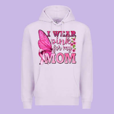 I Wear Pink For My Mom With Butterfly Premium Hoodie Designed By Texasbilliewilder