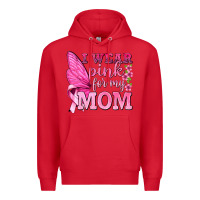 Red I Wear Pink For My Mom with Butterfly Premium Hoodie - texasbilliewilder