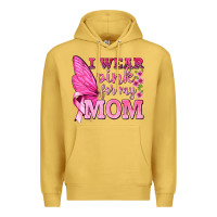 Antique Gold I Wear Pink For My Mom with Butterfly Premium Hoodie - texasbilliewilder