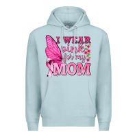 Blue Mist I Wear Pink For My Mom with Butterfly Premium Hoodie - texasbilliewilder