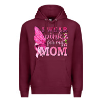 Burgundy I Wear Pink For My Mom with Butterfly Premium Hoodie - texasbilliewilder