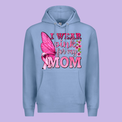 I Wear Pink For My Mom With Butterfly Premium Hoodie Designed By Texasbilliewilder