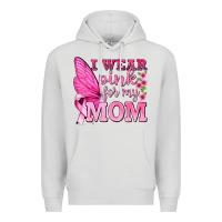 Dove Grey I Wear Pink For My Mom with Butterfly Premium Hoodie - texasbilliewilder