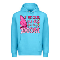 Ocean Blue I Wear Pink For My Mom with Butterfly Premium Hoodie - texasbilliewilder