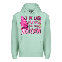 Seafoam I Wear Pink For My Mom with Butterfly Premium Hoodie - texasbilliewilder
