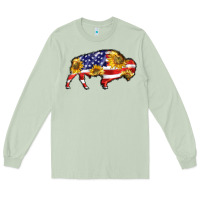 Matcha bison amerıcan flag Long Sleeve Tee - BarkalooDesign