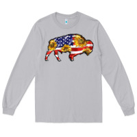 Moon Dust bison amerıcan flag Long Sleeve Tee - BarkalooDesign