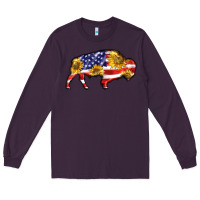Plum bison amerıcan flag Long Sleeve Tee - BarkalooDesign
