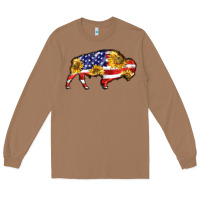 Toasted Coconut bison amerıcan flag Long Sleeve Tee - BarkalooDesign
