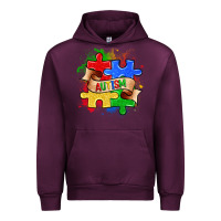 Mauve Wine autism puzzle pieces Urban Hoodie - Zillion Design Studio