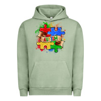 Pigment Oil Green autism puzzle pieces Urban Hoodie - Zillion Design Studio