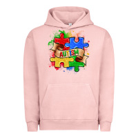 Pigment Salmon autism puzzle pieces Urban Hoodie - Zillion Design Studio