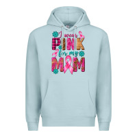 Blue Mist I Wear Pink For My Mom with Butterfly Premium Hoodie - texasbilliewilder