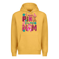 Mustard I Wear Pink For My Mom with Butterfly Premium Hoodie - texasbilliewilder