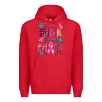 Red I Wear Pink For My Mom with Butterfly Premium Hoodie - texasbilliewilder