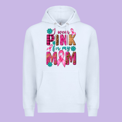I Wear Pink For My Mom With Butterfly Premium Hoodie Designed By Texasbilliewilder