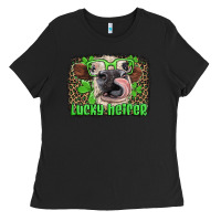 Black lucky heifer with glasses st patricks Ladies Tee - Artiststas